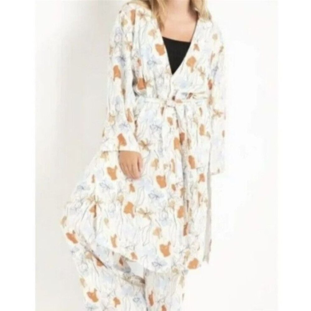 ELOQUII Floral Wrap‎ Dress With Pockets Women's Plus Size 22/24 White Tie Front